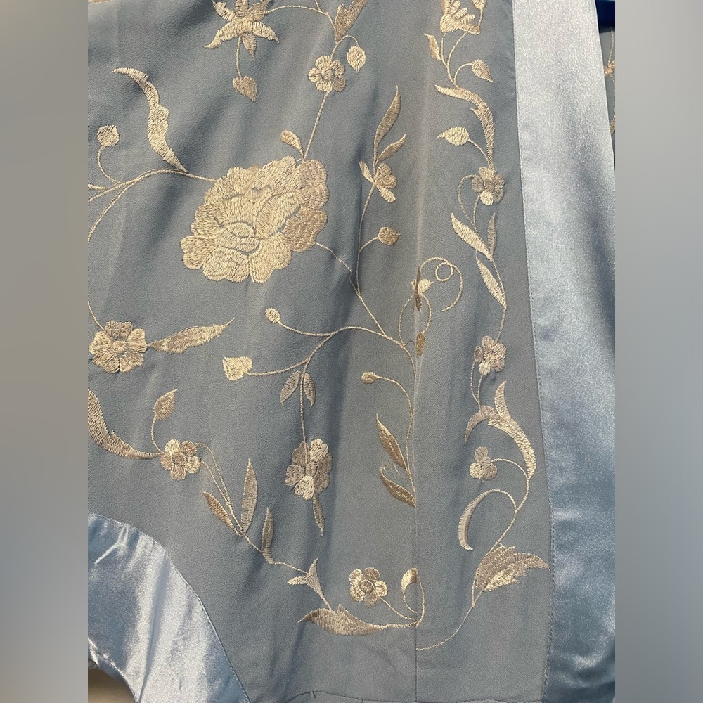 NWT Asos Curve Blue satin and Embroidered Fringe Dress - Picture 13 of 13
